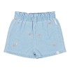 Lichtblauwe short met bloemetjes - Short denim